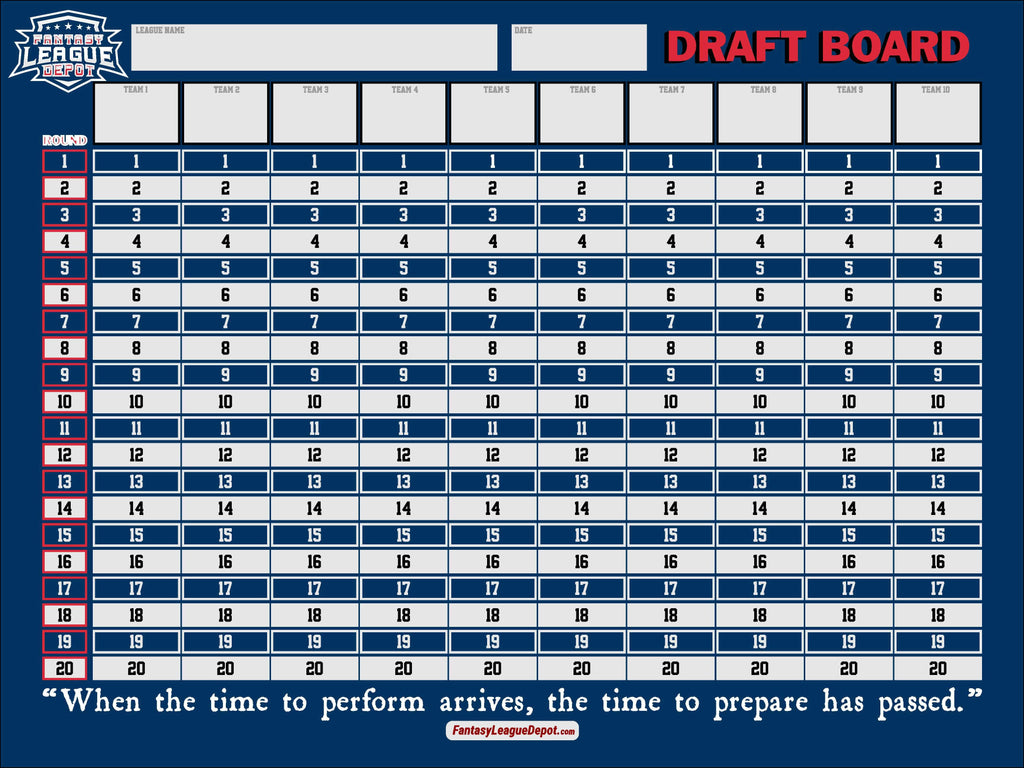 2023 Fantasy Football Draft Board - Red Edition